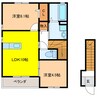 フラフィールド 2LDKの間取り