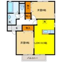 Wisteria（ｳｨｽﾃﾘｱ）の間取図