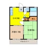 コーポ花の木Ⅰ号館 2DKの間取り