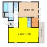 Riqueza竜田町 1LDKの間取り