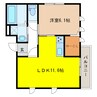 Riqueza竜田町 1LDKの間取り