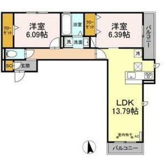 間取図 D-ROOM茜部本郷