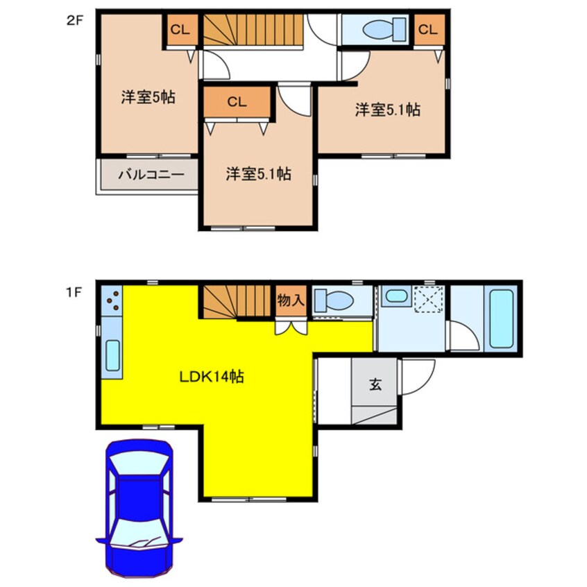 間取図 岐阜市茜部辰新一丁目　戸建