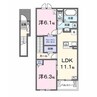 ハルカス 2LDKの間取り