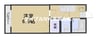 クイーンパレス 1Kの間取り
