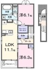 ネオグレイスさい 2LDKの間取り