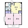 シティハイツ藤原 2DKの間取り