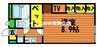レオパレス福岡Ｂ 1Kの間取り