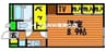 レオパレス福岡Ｂ 1Kの間取り