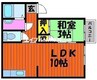 コーポ南古都Ⅱ 1LDKの間取り