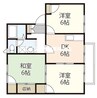 ディアス雄町Ⅱ棟 3DKの間取り