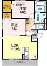 ソレイユ　Ａ棟 2LDKの間取り