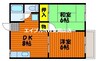 コーポ長船A 2DKの間取り
