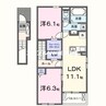 グランテージ和気Ａ 2LDKの間取り