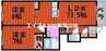 ラ・ヴィータ高屋　参番館 2LDKの間取り