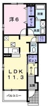 コンフォータブル 1LDKの間取り