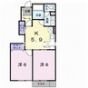 ドミール北小路 2Kの間取り