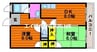 シティハイツ清水 2DKの間取り