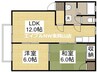 ディアス関Ⅱ 2LDKの間取り