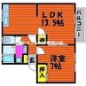 アイリス　Ａ棟 1LDKの間取り