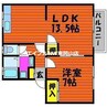 アイリス　Ａ棟 1LDKの間取り
