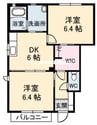 メゾンボヌール　Ｂ棟 2DKの間取り