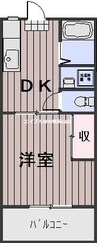 サンフラット 1DKの間取り