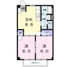 シエヌー 2DKの間取り