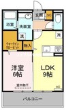 グランツ国富 1LDKの間取り