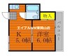 グレースコート関 1Kの間取り