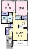 ル・プランタンＢ 2LDKの間取り