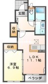 リヴィエール 1LDKの間取り