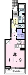 フォレストガーデンＡ 1Kの間取り
