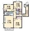 シャーメゾントランキルＢ 3DKの間取り