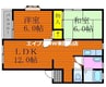 グレース松崎D棟 2LDKの間取り