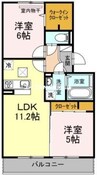 カーサ・ソレイユⅡ 2LDKの間取り