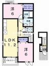 フィオーレ岡山Ⅲ 2LDKの間取り