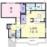 グランドール関 1LDKの間取り