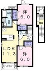 セレーノ　Ｄ 2LDKの間取り