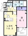 フィオーレ・タチバナＣ 1LDKの間取り