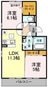 カーサ・ソレイユⅡ 2LDKの間取り