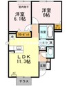 マイ　ローズコートⅡ 2LDKの間取り