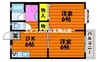 エメラルドコートＢ 2DKの間取り