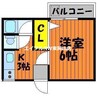 ル・クール瀬戸Ⅰ・Ⅱ棟 1Kの間取り