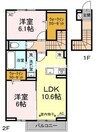 グランツ長岡 2LDKの間取り