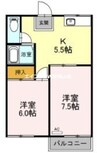 サンシャイン雄町Ａ棟 2Kの間取り