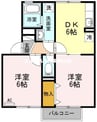 デューク富士見町　A棟 2DKの間取り