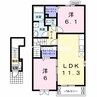 フィオーレ岡山　Ⅱ 2LDKの間取り