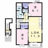 フィオーレ岡山　Ⅱ 2LDKの間取り