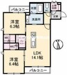 ニューマルセリーノ　Ａ棟 2LDKの間取り
